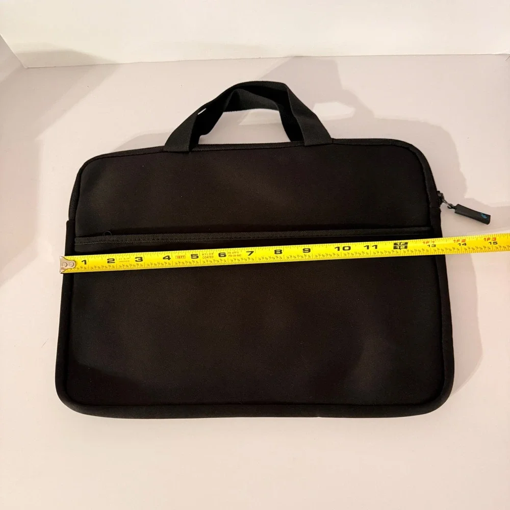 Black Neoprene Laptop Sleeve Case Padded Bag with Handles 14 inch Tech Bag